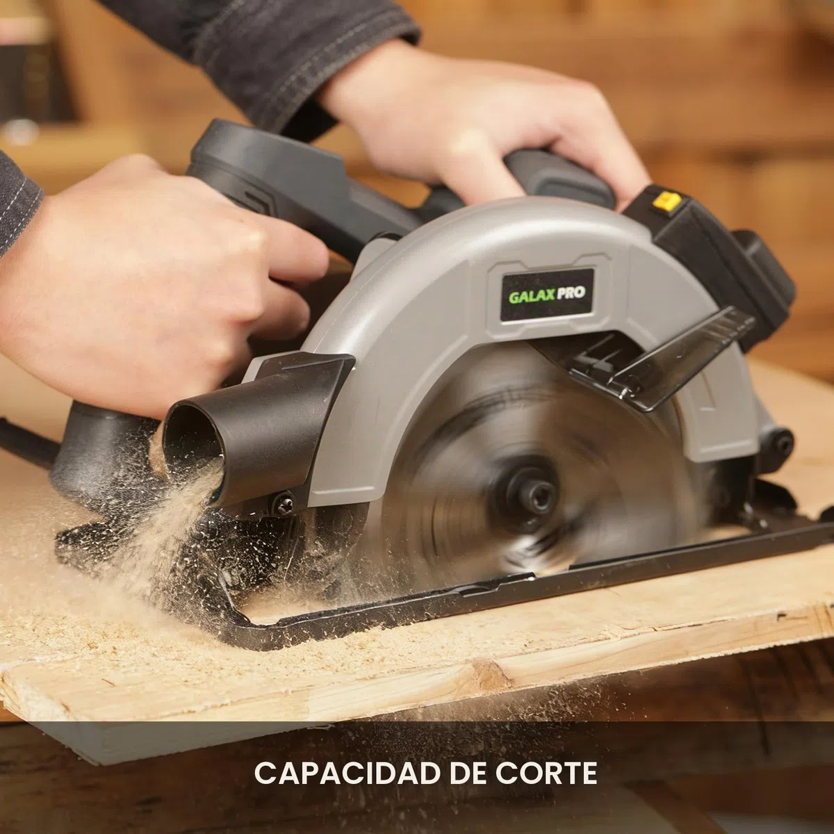 GALAX PRO 1400W Sierra Circular,6000RPM sierra circular manual con guía láser,Corte Máximo:62mm(90°) y 48mm(45°),2 Hojas de Sierra 185mm(24T&40T) para Corte de Madera/Plástico