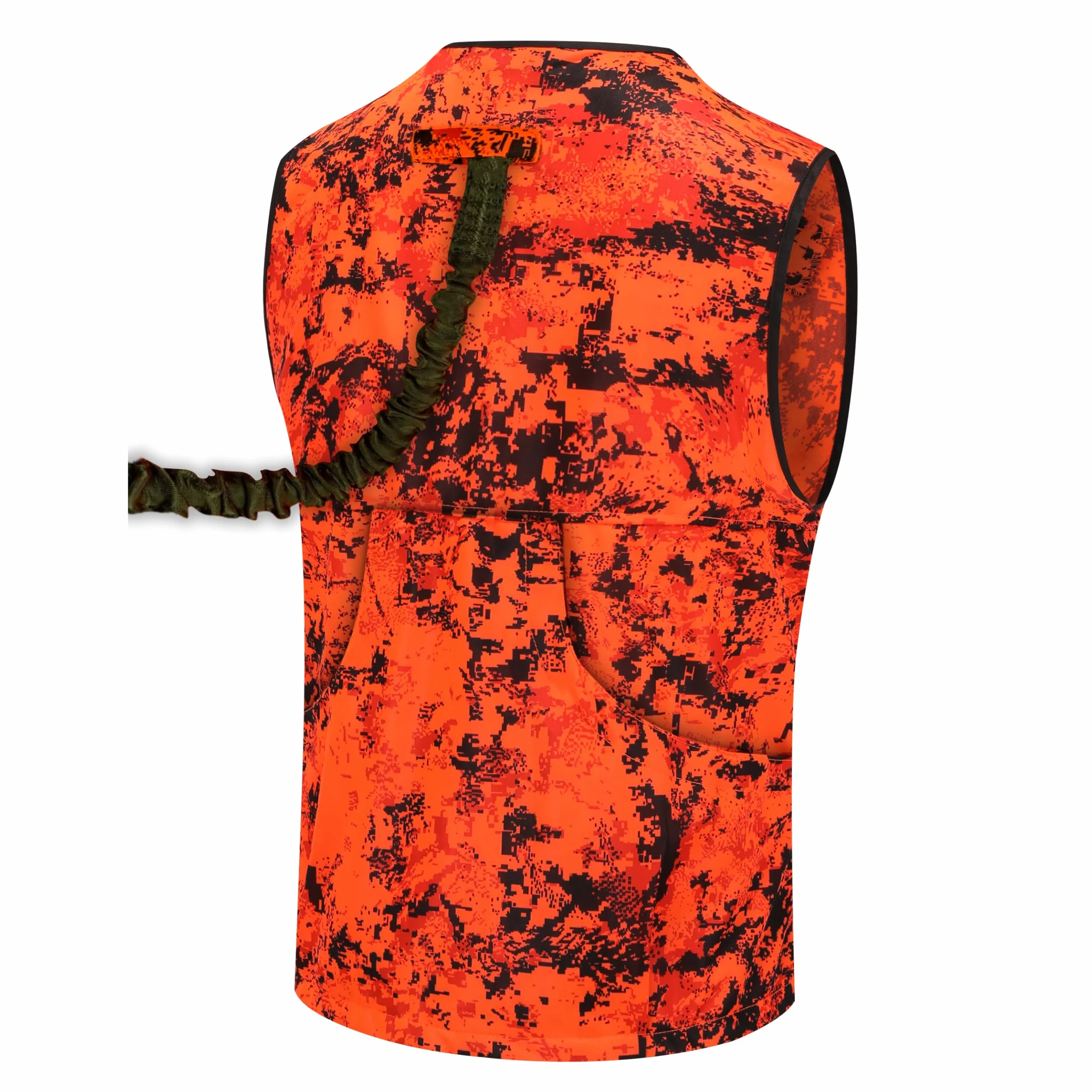 Blaze Camo Naranja Chaleco de Caza Caza Chaleco Ligero de Seguridad con Múltiples Bolsillos para Adultos Unisex