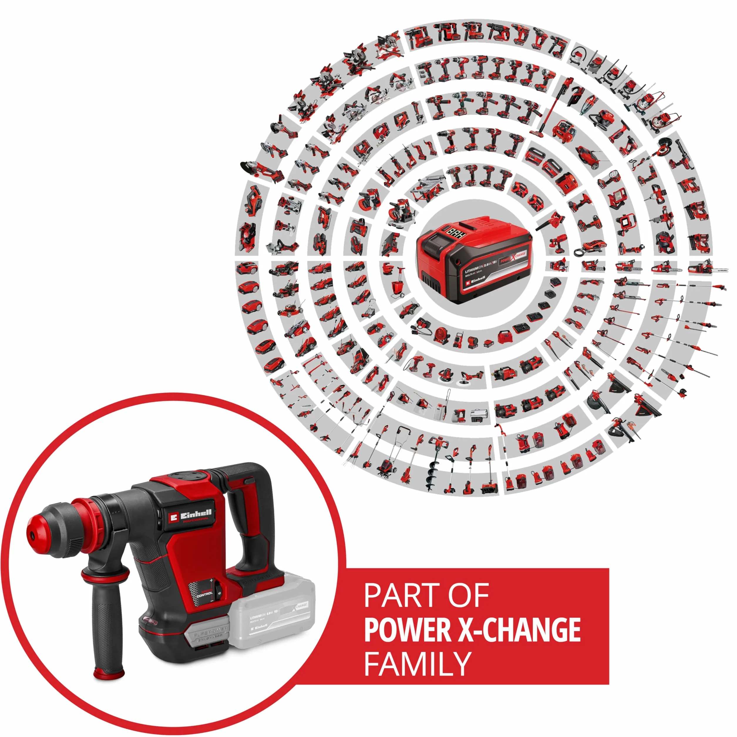 Einhell Professional Martillo de demolición con batería TP-DH 18/4 Li BL-Solo Power X-Change (18 V, brushless, 4,0 J, SDS-plus, marcha continua, cincel puntiagudo y plano + maletín, sin batería)