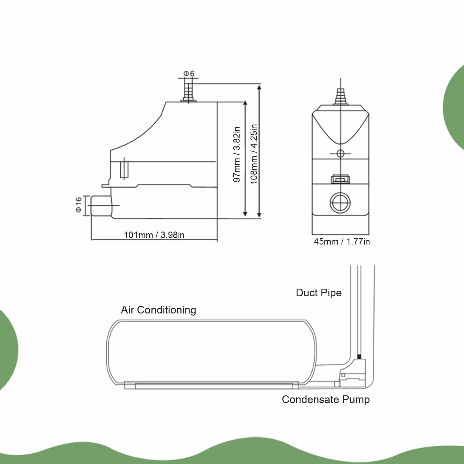 Bomba de Condensado Automática, Bomba de Drenaje de Aire Acondicionado RS-24C 24L/H, Bomba de Eliminación de Condensado Automática para Máquina Montada en Pared 1-3P 100-230V