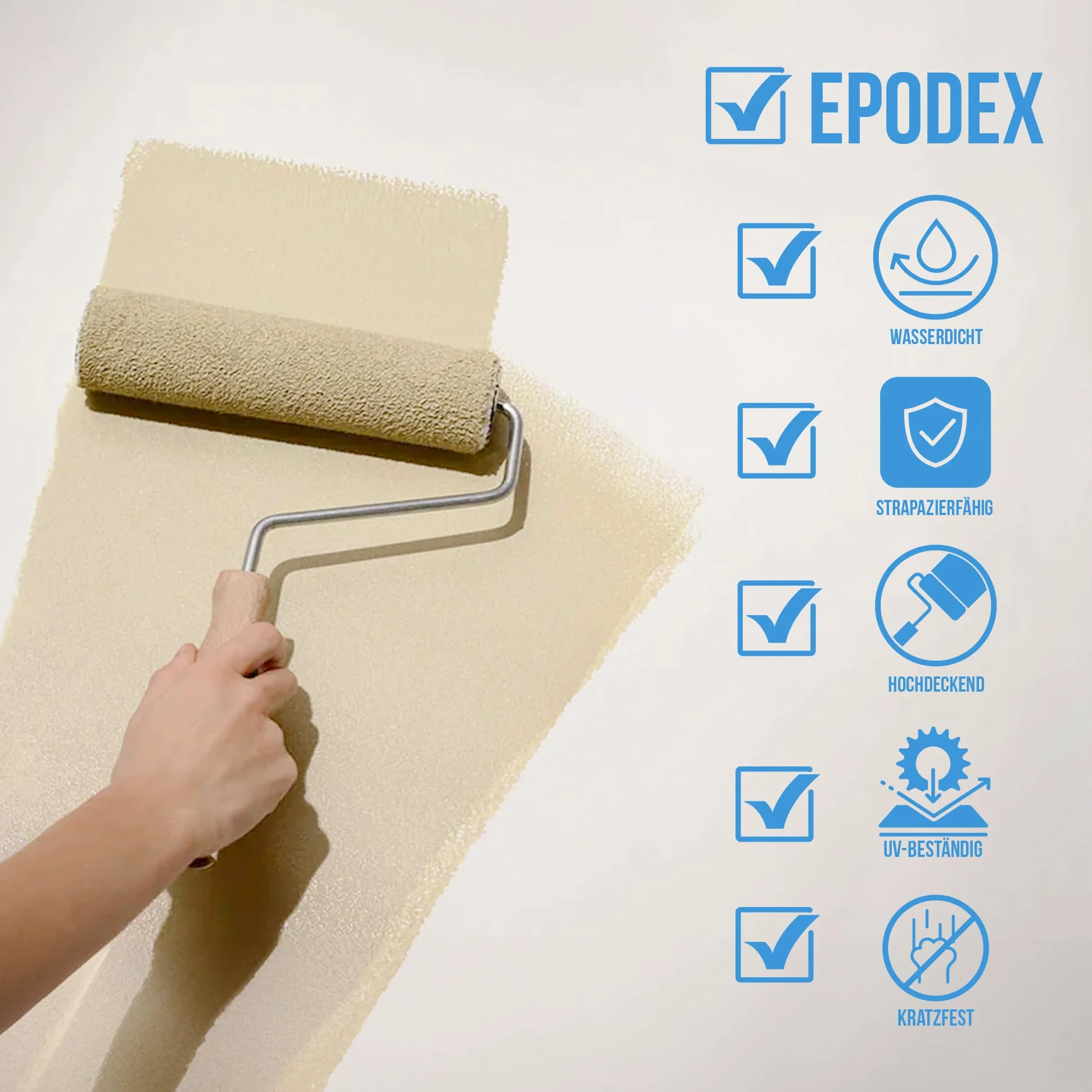 EPODEX Pintura para Piscinas, resistente a UV, elástica y duradera, 2K PU Paint, para piscinas de hormigón, cloro y agua salada, Mate, 2kg – cubre 9m² (2 capas) - Azul ultramar Pastel