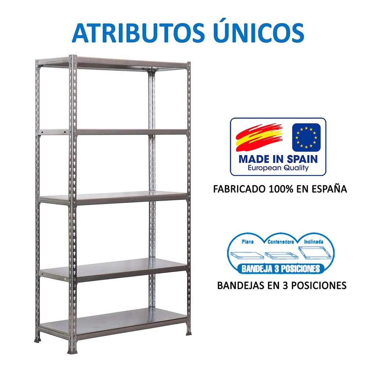 SimonRack Estanteria Metalica, 5 Baldas Ajustables, 180 kg de Punto Flexión, 1800x900x500 mm, Estantería Almacenaje, Sin tornillos, Galvanizado - Simonclick
