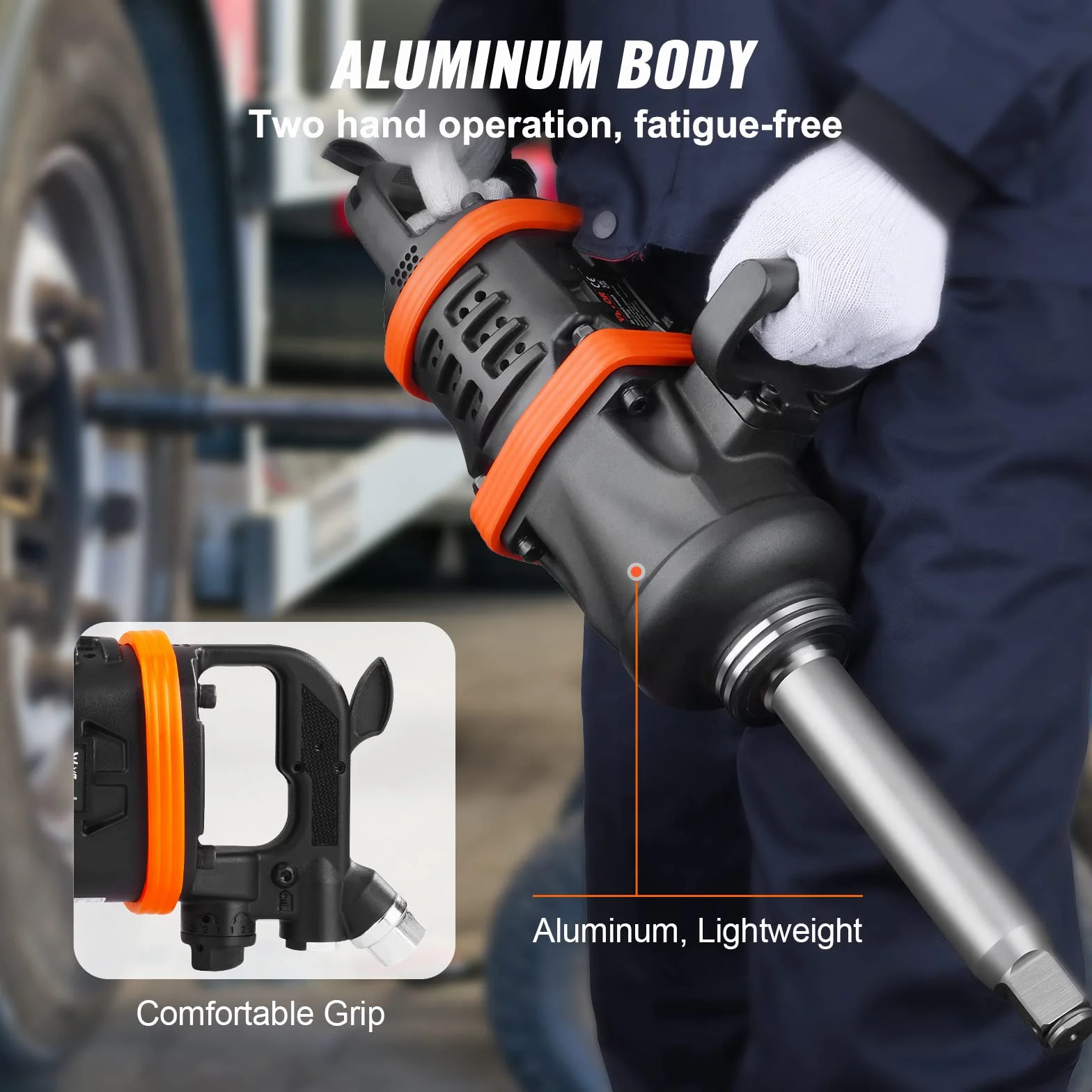 VEVOR Llave de Impacto Neumática Cuadrada 2,54 cm Llave de Impacto de Aire Comprimido 7016 Nm 3000 rpm Aluminio con Yunque 20,3 cm Conector Rápido Maletín de Transporte de Aire para Trabajos Pesados