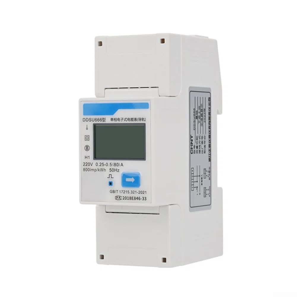 HpLive DDSU666 - Medidor de energía monofásico de carril DIN RS485 Smart Energy Medidor para sistemas solares de PVC y cargadores de vehículos eléctricos