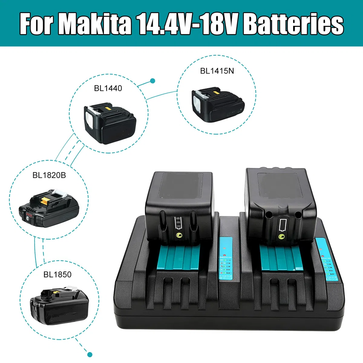 Energup 2X 18V 5500mAh Batería con Cargador DC18RD para Makita Batería 18V BL1860 BL1850 BL1850B BL1840 BL1830 BL1820 LXT400