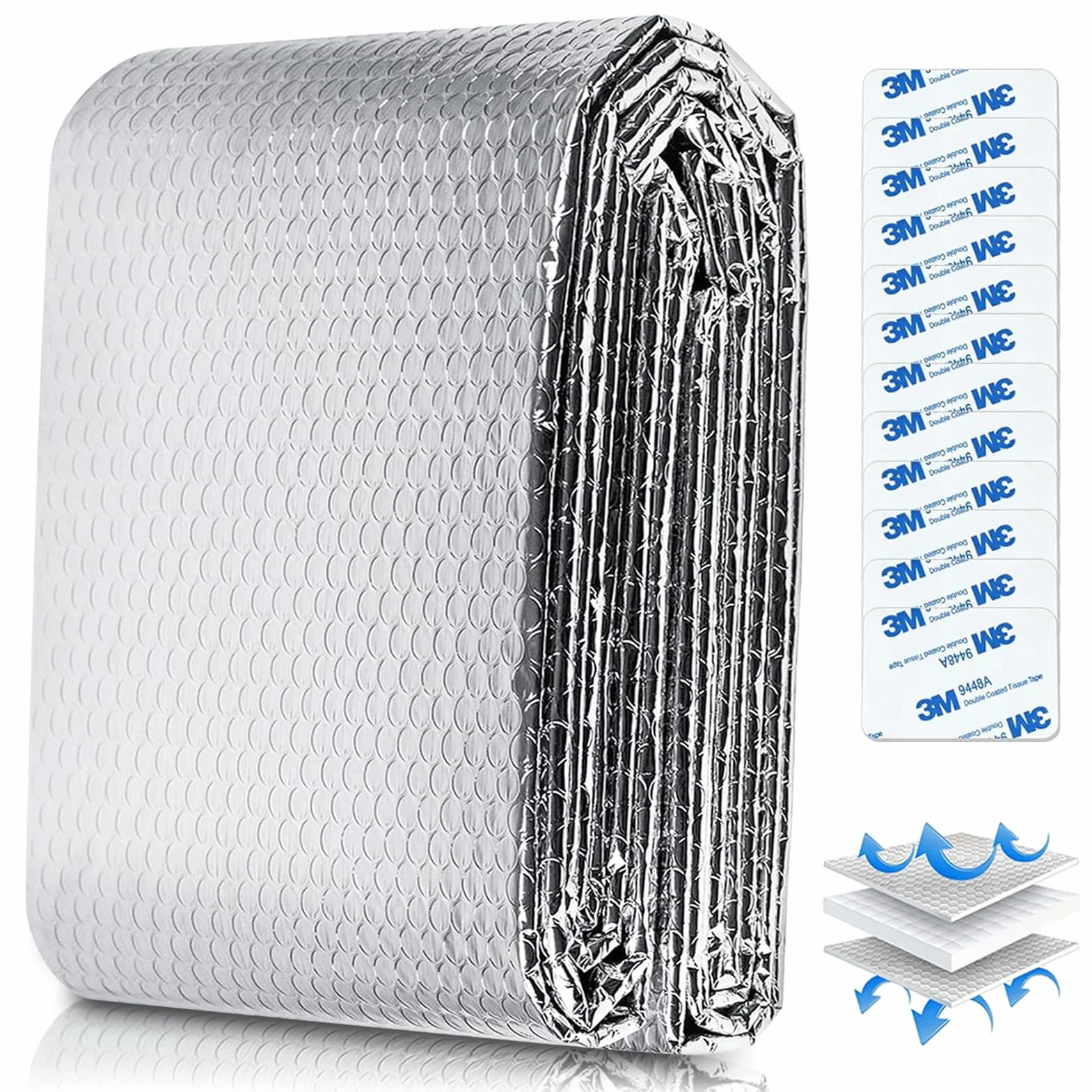 Película Reflectante Del Disipador Aluminizada 0,6m X 5m X 3mm: PelíCula Aislante TéRmica Aislamiento Doble Burbuja - Paneles Aislantes Termicos Islamiento Detrás Del Disipador de Calor