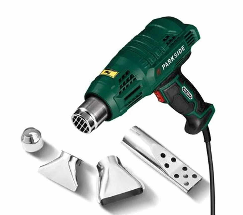 Soplador de aire caliente (2000 W, 2 niveles, con mango ergonómico) pistola de decapar, con accesorios