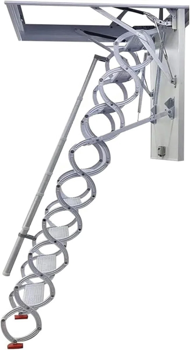 Escalera de acceso al ático Concertina Loft de aleación, escalera eléctrica con control remoto, escalera telescópica plegable invisible