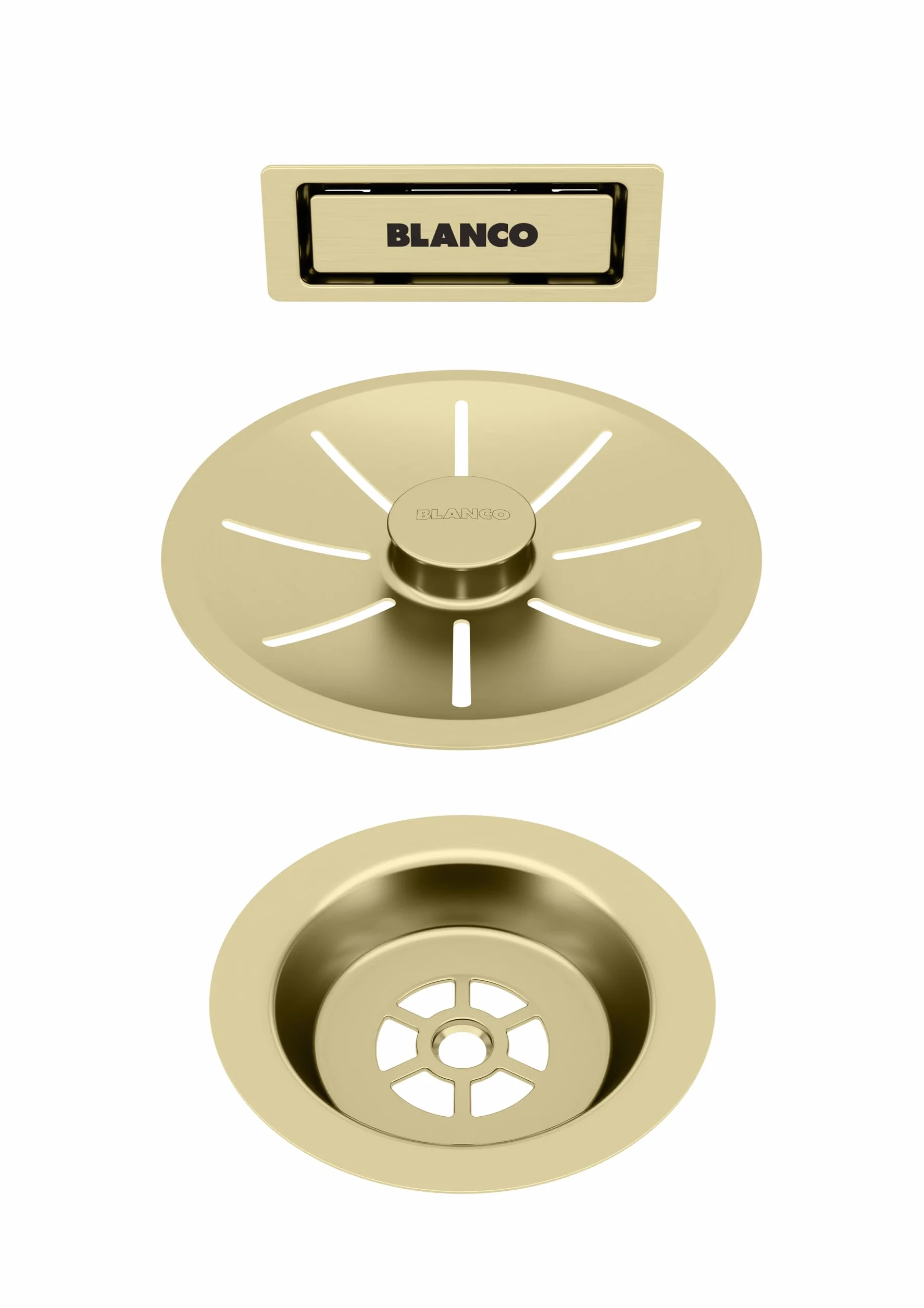 BLANCO Juego de desagüe y rebosadero para piscinas individuales, color dorado satinado