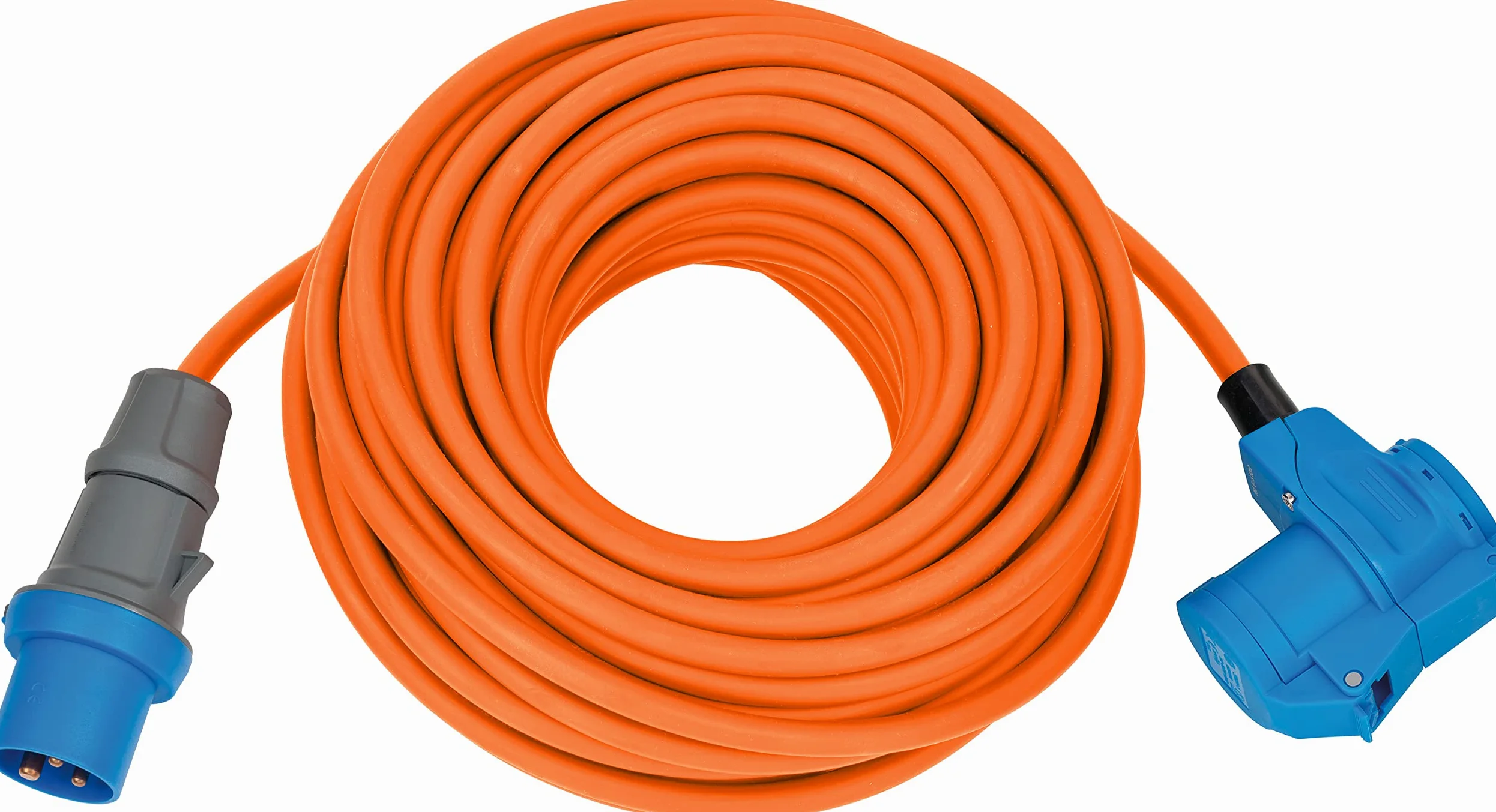 Brennenstuhl Cable de extensión CEE para Camping con Enchufe CEE y acople Angular, Incluye Enchufe Combinado de protección de Contacto (Cable de 25 m en Naranja, 230 V/16 A, Uso en Exteriores,