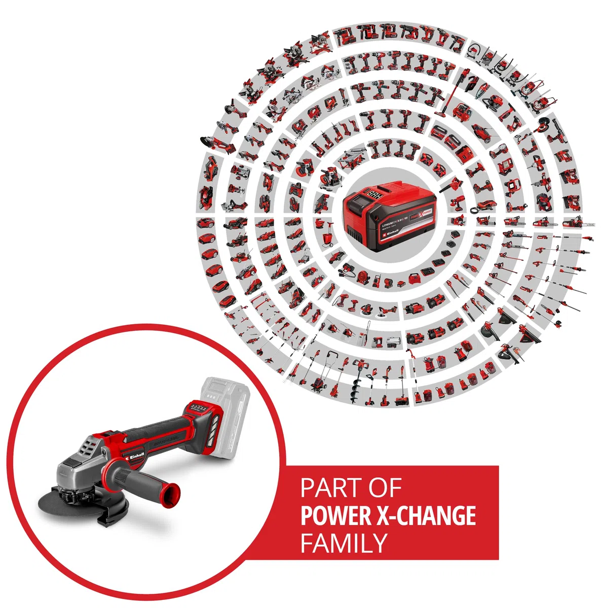 Einhell Professional Amoladora angular con batería TP-AG 18/125 CE Q Li-Solo Power X-Change (18 V, 900 W, Ø 125mm, 33 mm de profundidad de corte, sin escobillas, sin disco de corte ni batería)