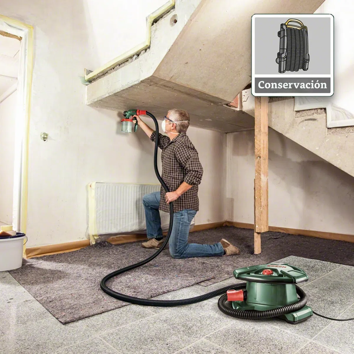 Bosch Sistema de Pulverización de Pintura PFS 5000 E (1200 W, 2X depósitos de Pintura de 1000 ml, boquillas para Pinturas murales, lacas de Colores y lacas incoloras)