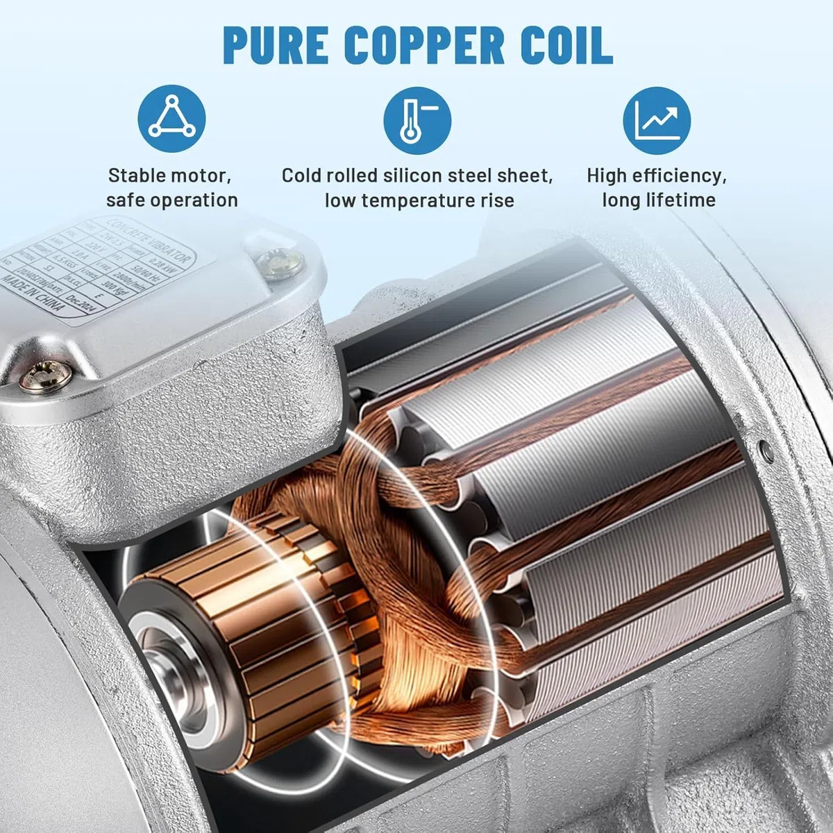MXBAOHENG 250 W Eléctrico Motor Vibratorio 150 kg Motor de Vibración asincrónico para dispositivos mecánicos con interruptor y EU-enchufe para construcción/química/minería mesa vibradora de maquinaria