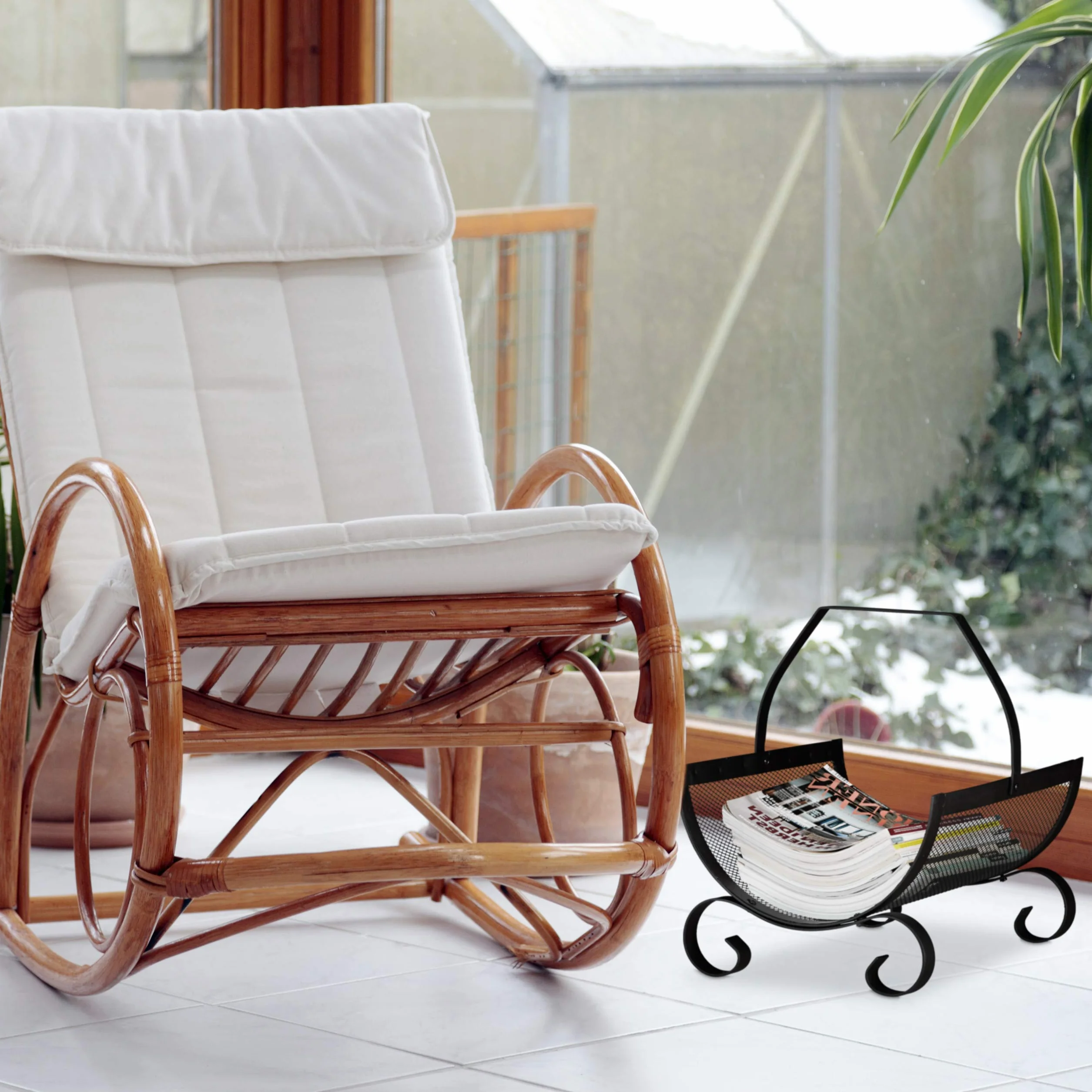 Relaxdays Cesta para Leña Vintage con Asa, Acero, Negro, 40 x 33 x 38 cm