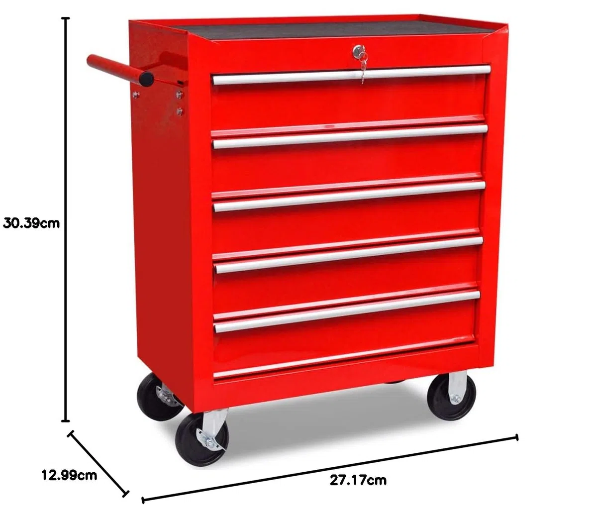 vidaXL Carrito de Herramientas con 5 Cajones Acero Rojo Caja Bricolaje Ruedas