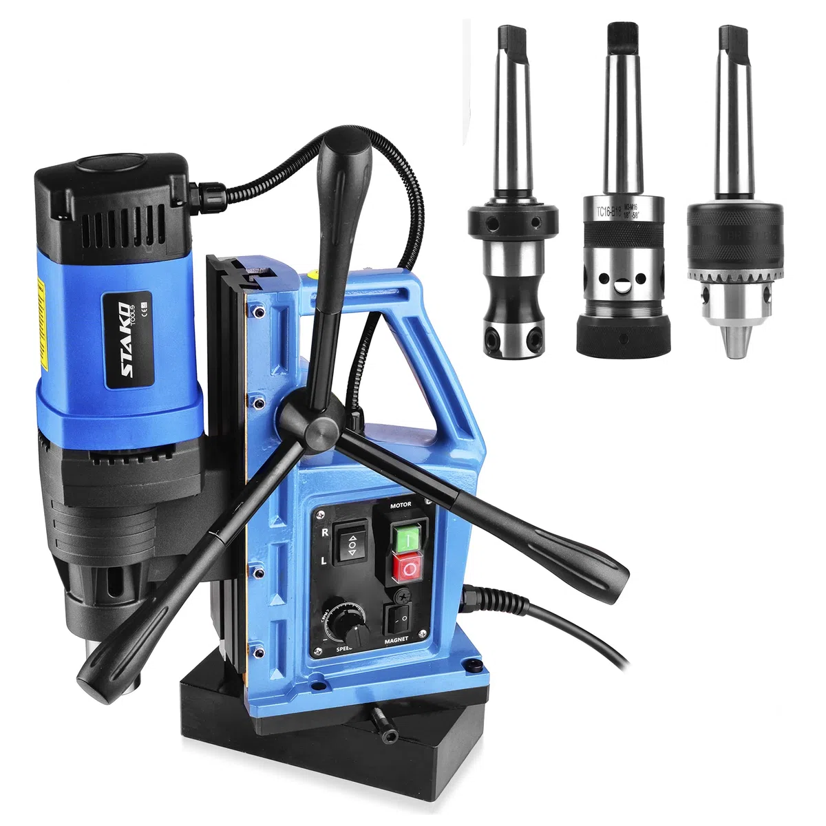STAKO SCY-2800RE+ - Taladro magnético - Máximo Ø 80 mm - 2050 W - Fuerza magnética 17000 N - Taladro central para metalurgia - Set 3