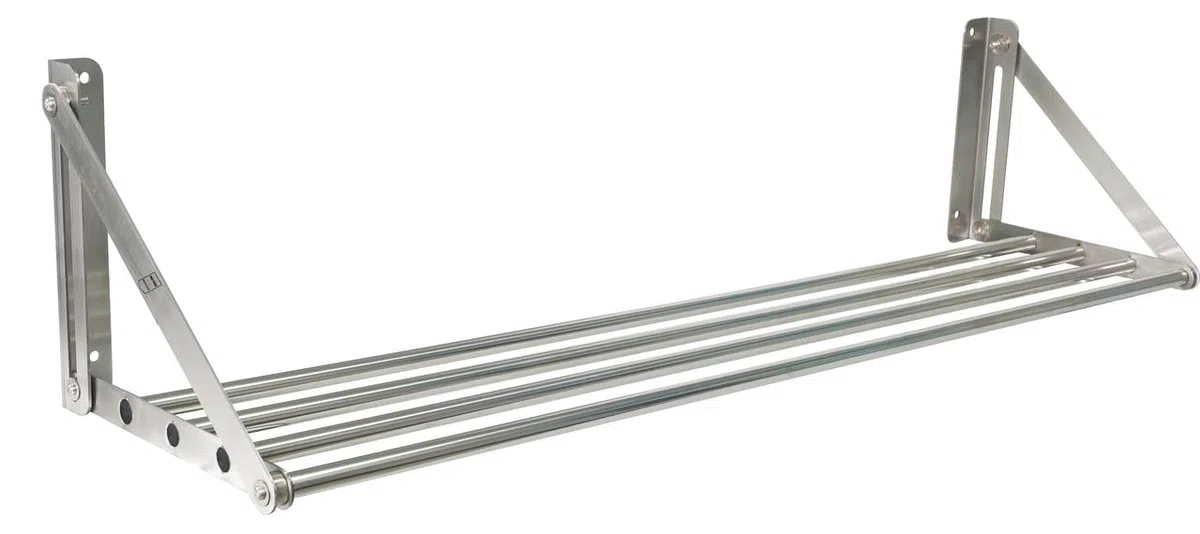 METRO Professional Estantería de Pared Plegable GFWS1180, Acero Inoxidable, 80 x 30 x 26,5 cm, 30 KG, Plata (120 cm)