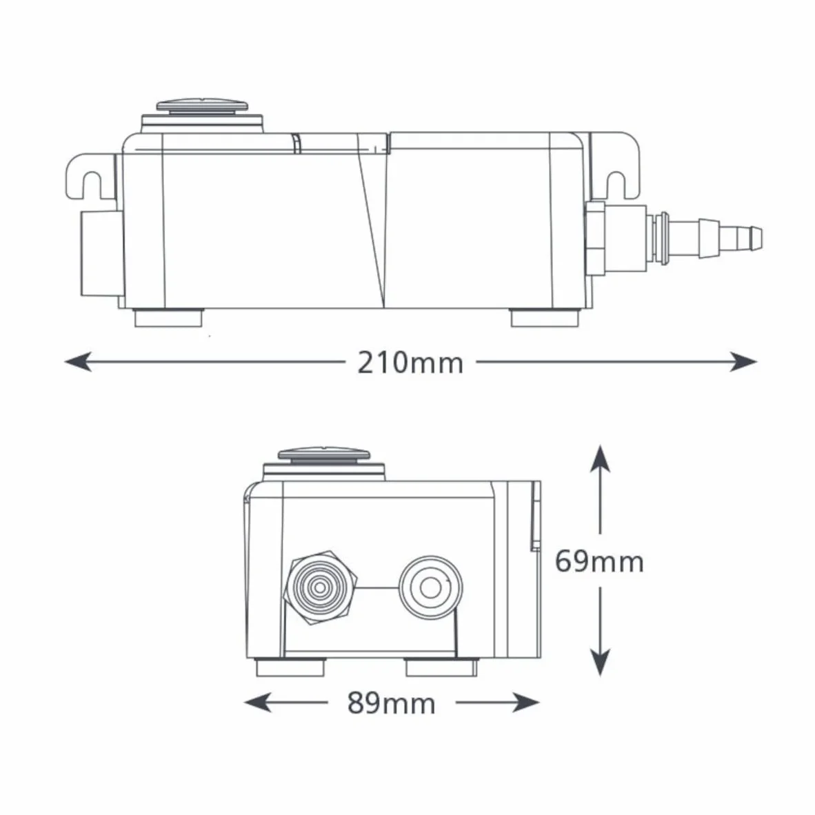 Aspen Pumps Mini Tank FP1056/2 - Bomba de Evacuación de Condensados, 35 L/h, 15 Metros, IP65, con Depósito de 0,24 L, para Sistemas de Aire Acondicionado y Refrigeración