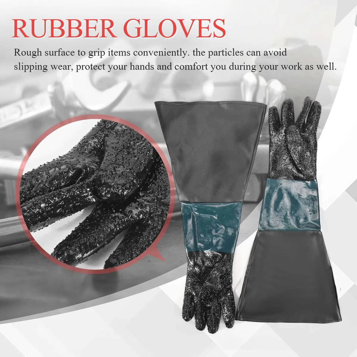 Guantes de chorro de piezas 60 cm con anillos en O para cabina de chorro de