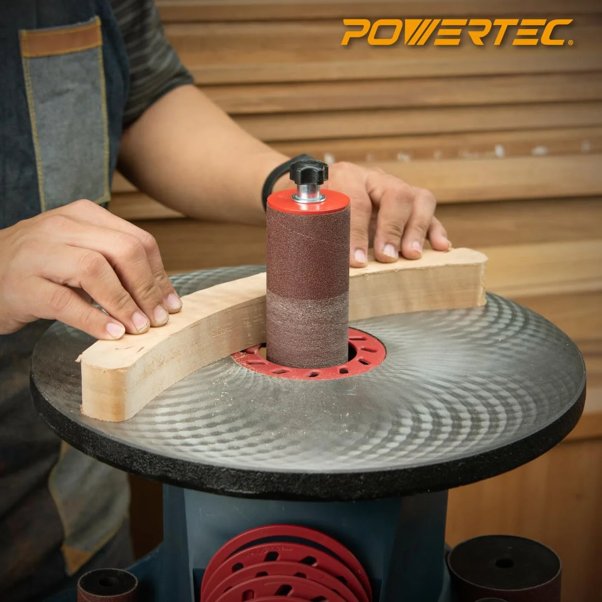 Powertec 11240 Mangas de lija para lijadora de husillo de 45 pulgadas en 6 tamaños con grano variado 80 120 240 Manga de lija de óxido de aluminio surtido en diámetro 1 2 3 4 1 11 2 2 y 318 PK