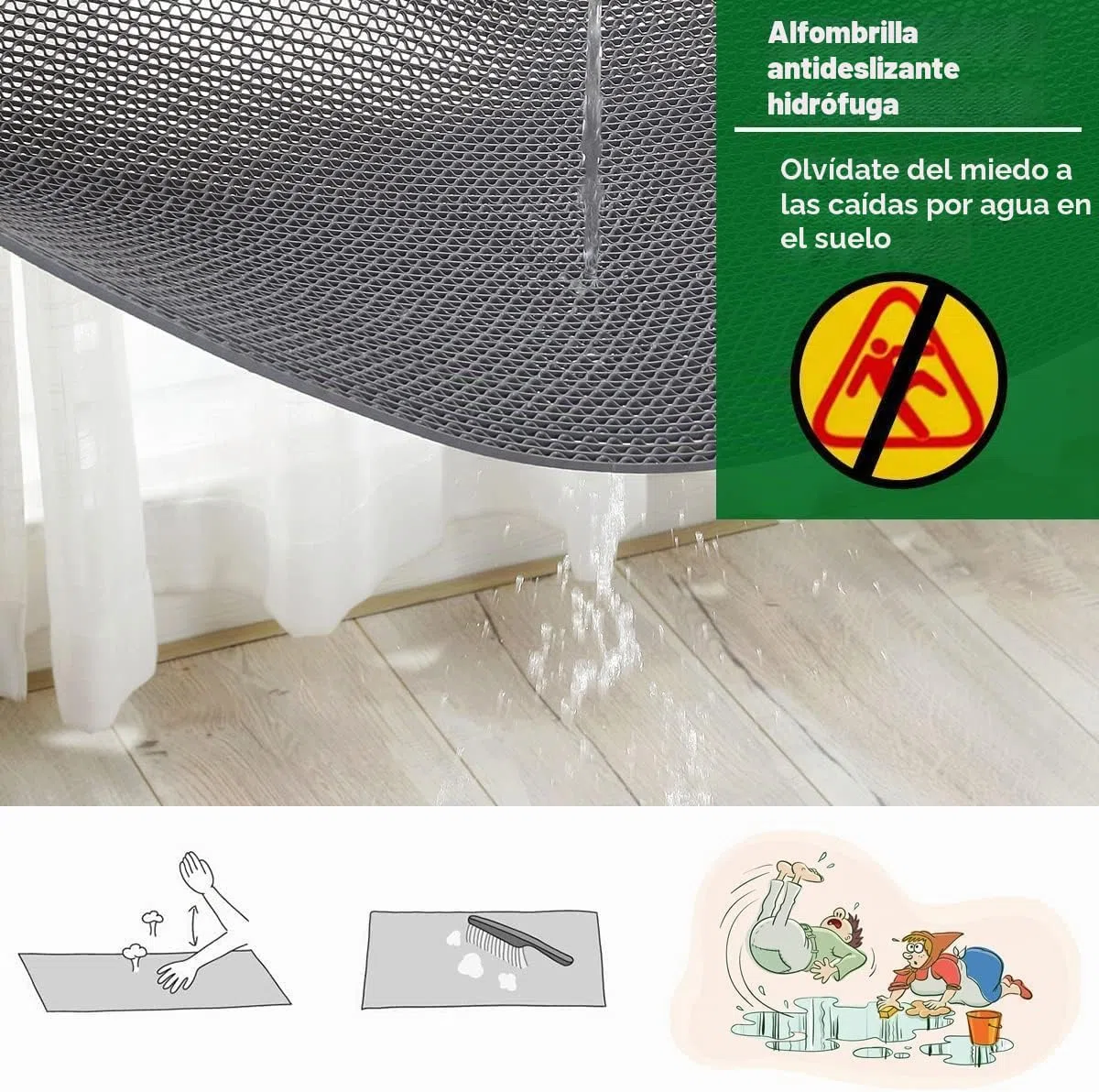 BWKJMY Tapete de drenaje antideslizante para el suelo de 3x10 pies de grosor, para garaje, piscinas, restaurantes, bares de baño, patio, exterior, interior, tapete impermeable, tapete de goma gris