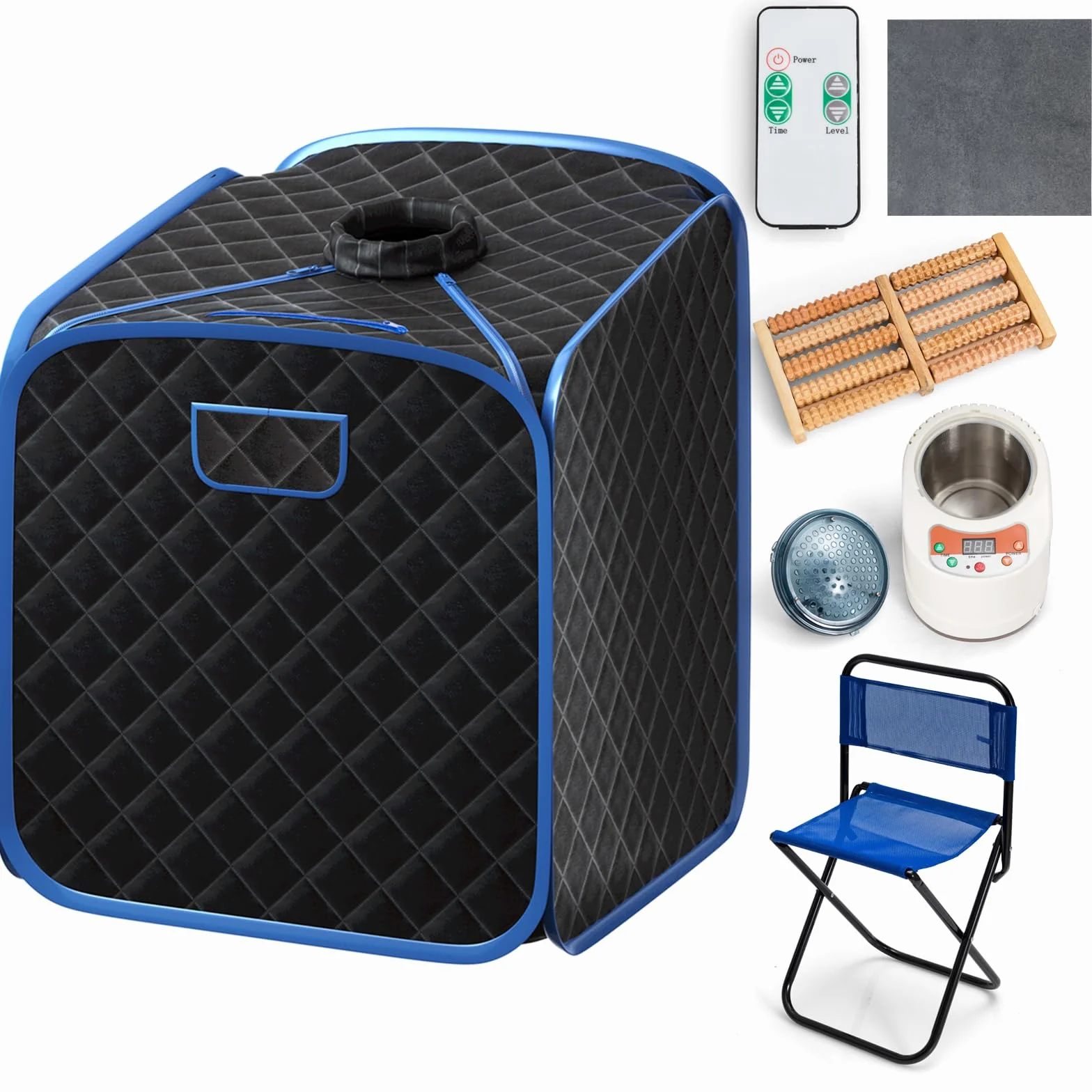 HOMASIS Mini Sauna De Vapor Portátil, Tienda de Sauna Plegable De Vapor 2 L, Sauna Para Hogar Con Control Remoto, Masajeador Móvil con 9 Grados De Temperatura Y Temporizador, 85x84x106cm (Negro)