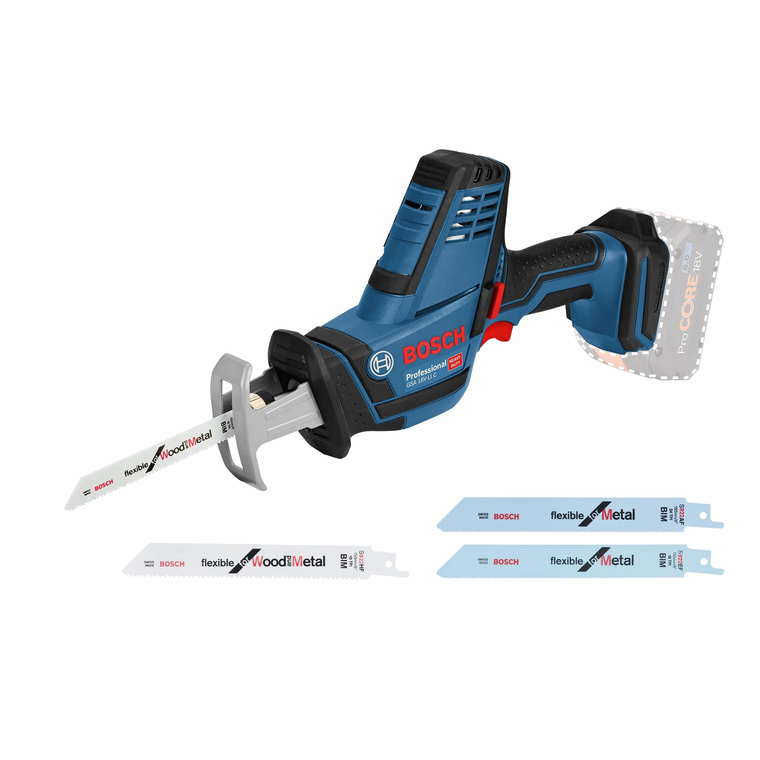 Bosch Professional 18V System GSA 18 V-LI C - Sierra sable a batería (0 - 3050 cpm, profundidad de corte 200 mm, sin batería, en caja)