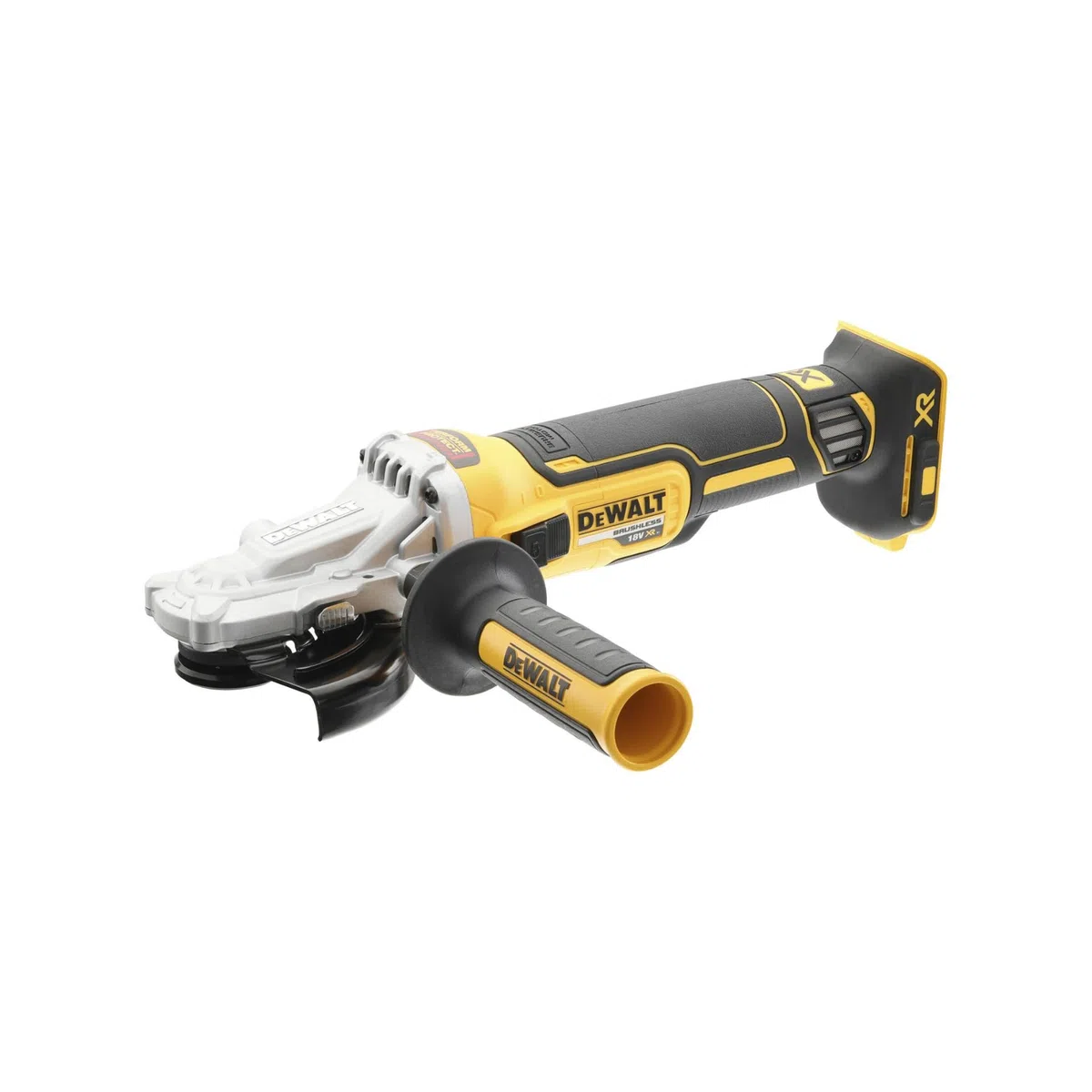 DEWALT Amoladora Angular 18V XR Sin Escobillas 125mm Cabezal Plano, Inalámbrica para Espacios Reducidos, Corte de Metal, Mayor Seguridad y Protección contra Polvo, Solo Cuerpo – DCG405FN-XJ