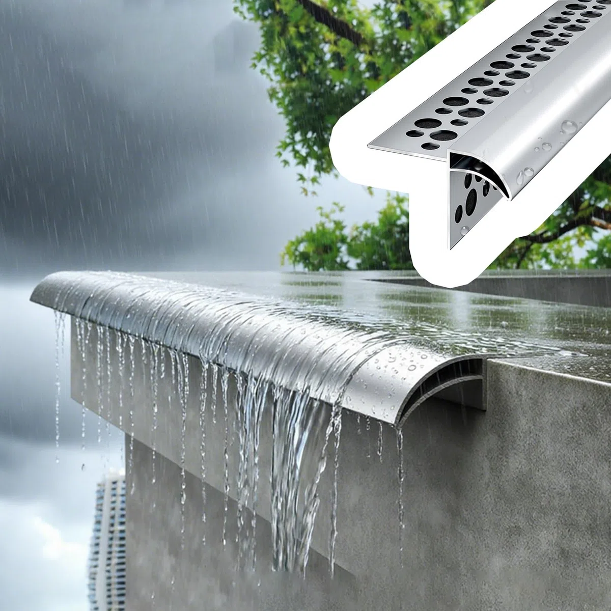 Borde de Goteo Protección Contra Goteos de Lluvia para Techos, Resistente a Rayones, Resistente a La Intemperie, Previene el Reflujo de Agua de Lluvia, Protección(4.0m/13.1ft)