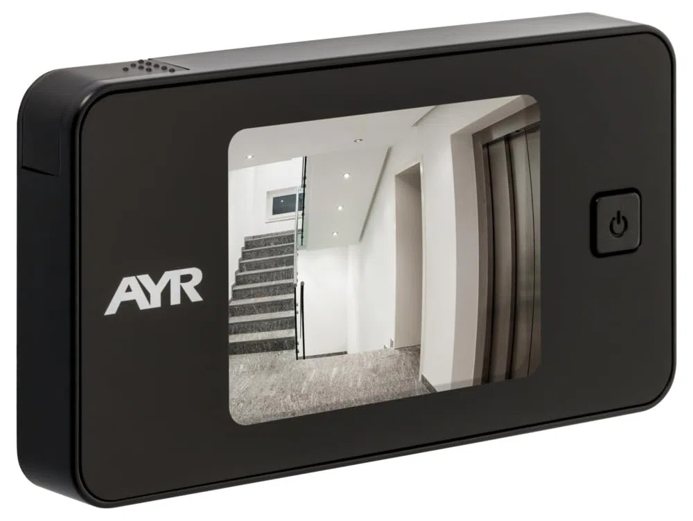 AYR Mirilla Digital de Puerta con Gran Pantalla a Color de 4,3". Cámara con Infrarrojos y visión Nocturna, PIR; detección de Movimiento. Batería Recargable. Prúebala con Alexa y Google Home.