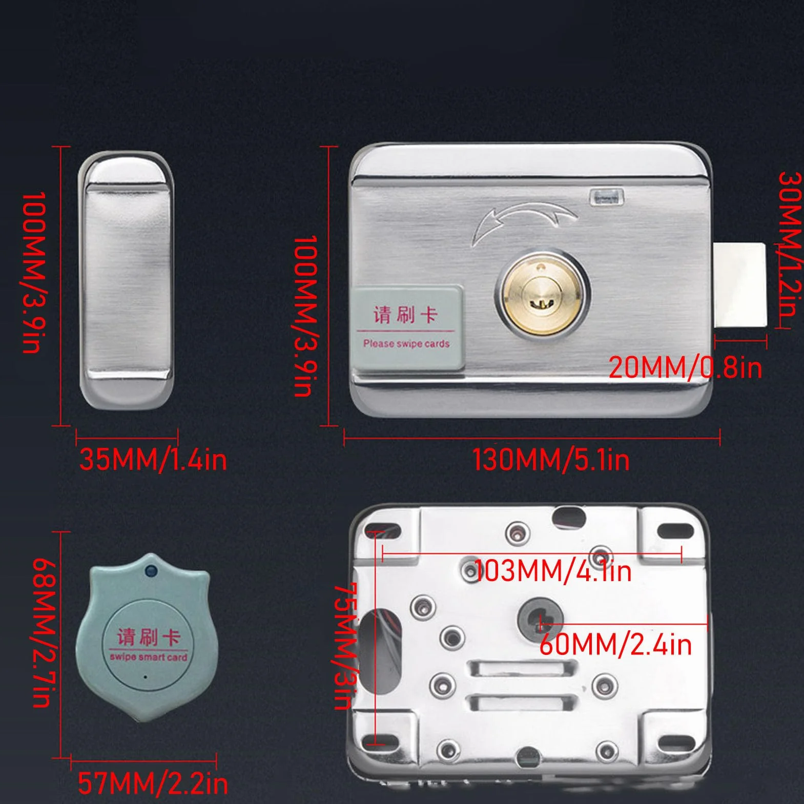 Cerradura Electrónica con Control Remoto, Cerradura de Puerta Inteligente Electrónica, Cerradura con Tarjeta de Identificación, Estructura Integrada, Sin Cableado, Doble Cabezal