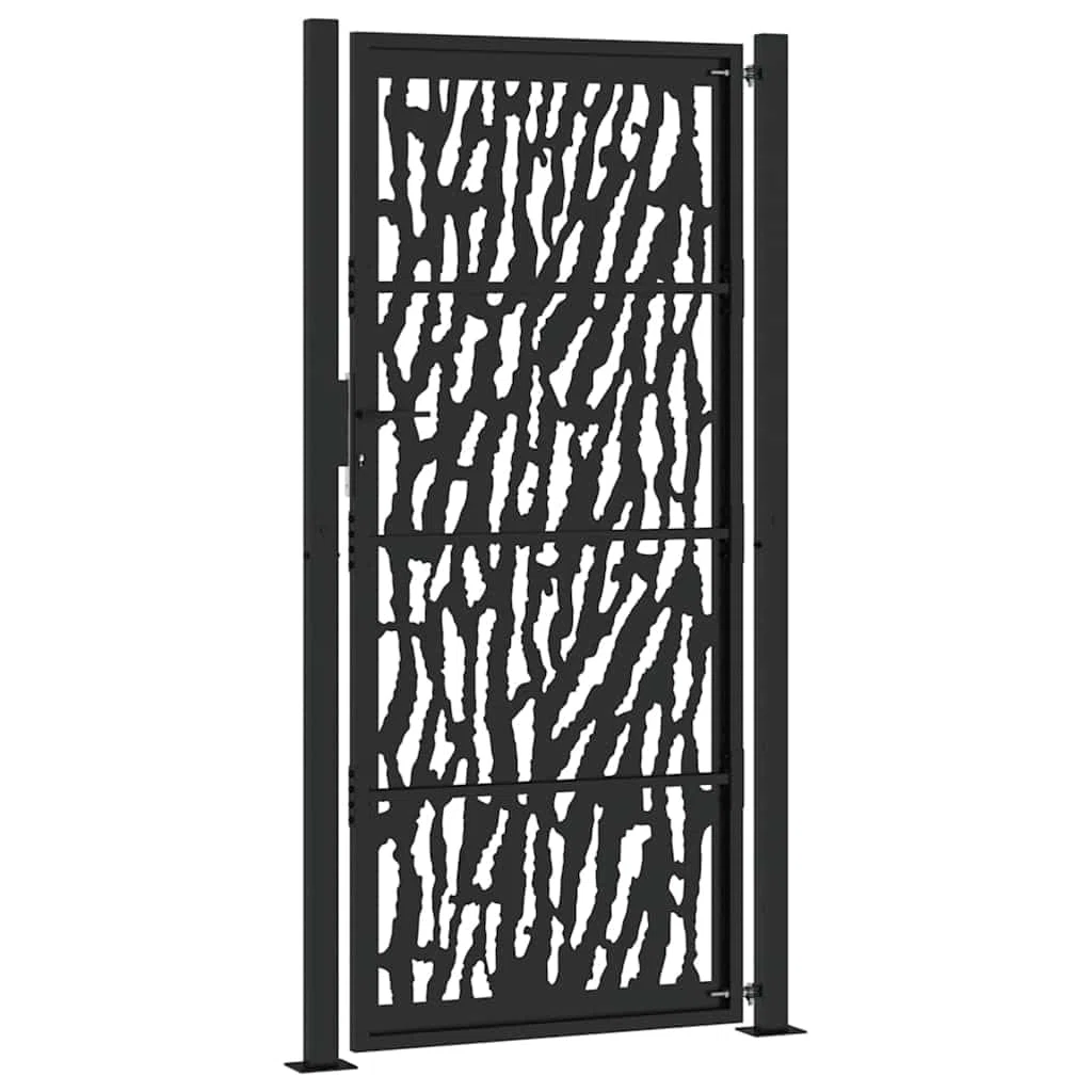 Festnight Puerta Jardin Metalica 105 x 205 cm, Puerta para Valla con Sistema de Cerradura Acero, diseño con Carril Acero/Negro