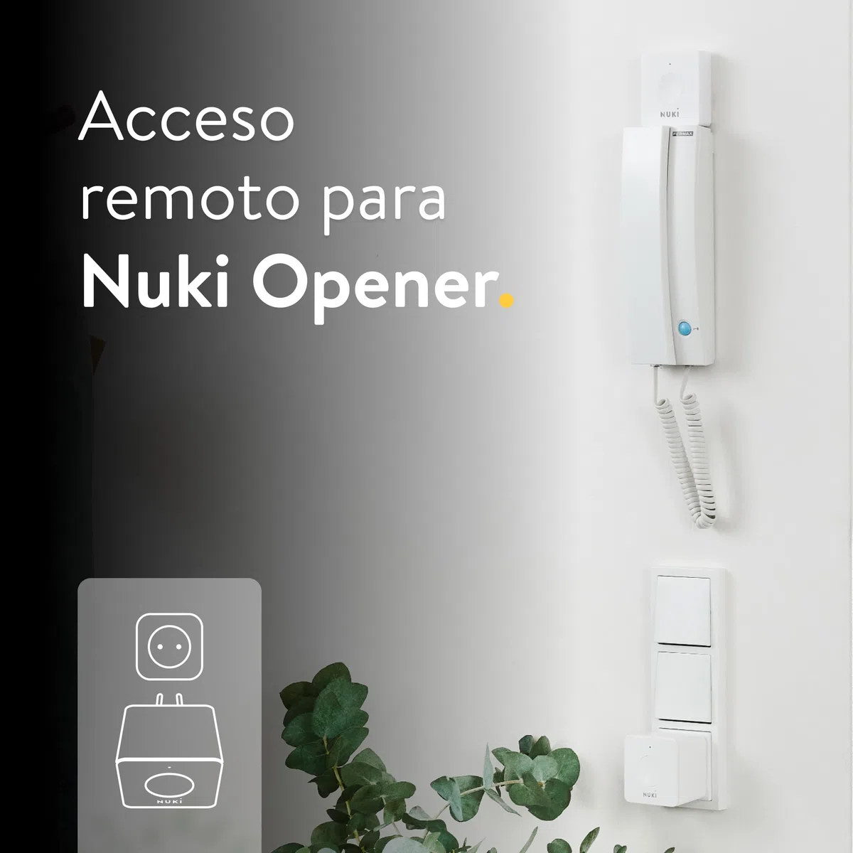 Nuki Bridge, Abrepuertas automático con Bluetooth y WiFi, extensión para el Nuki Smart Lock, cerradura electrónica, acceso remoto, Amazon Alexa, Apple HomeKit, Google Home, blanco