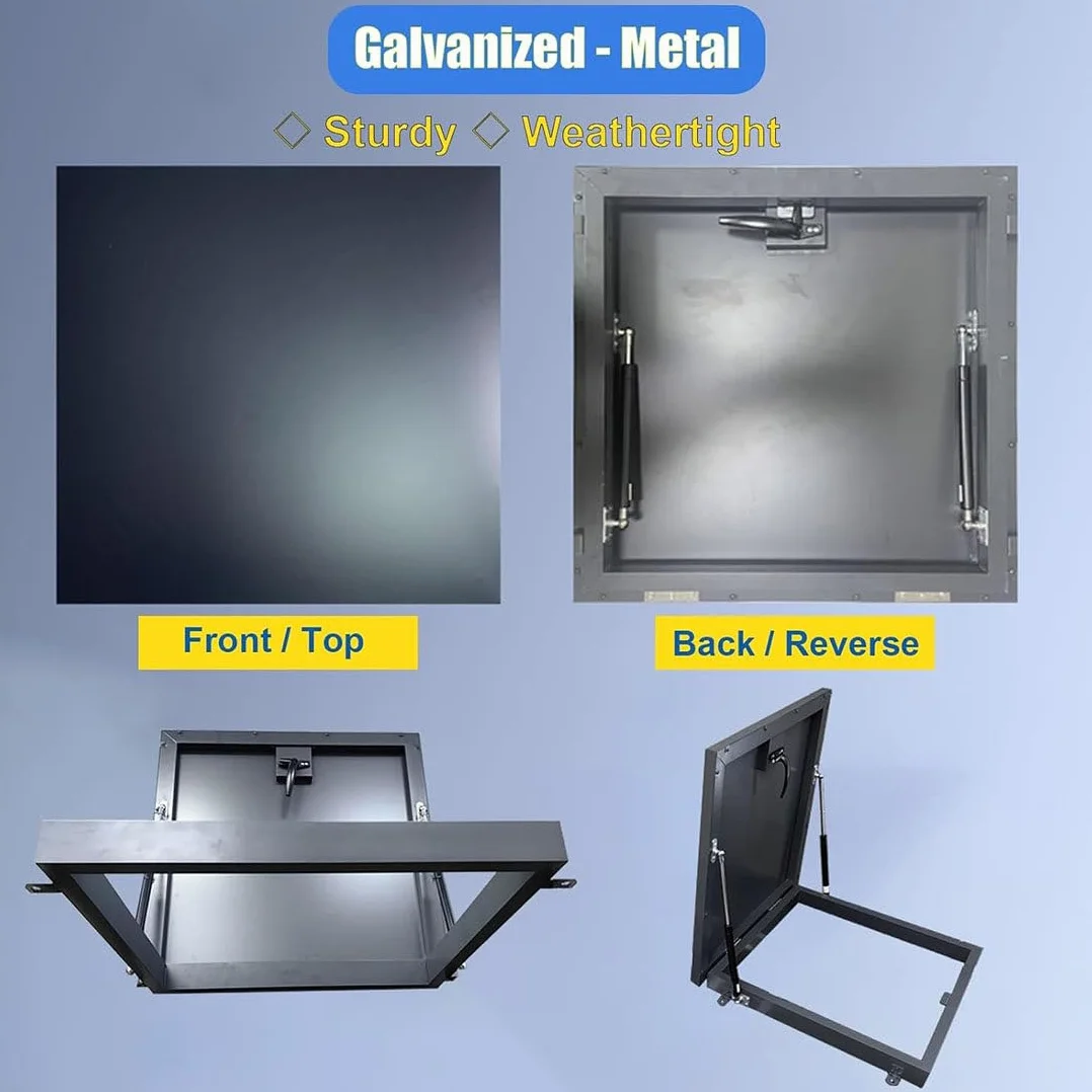 100 95 90 85 80 75 70 65 60 55 CM Tapa De Salida De Techo, Cubierta De Tragaluz De ático, Acceso a Pozo De Metal Resistente a La Intemperie, Tapas De Escotilla De Escape,70×70cm