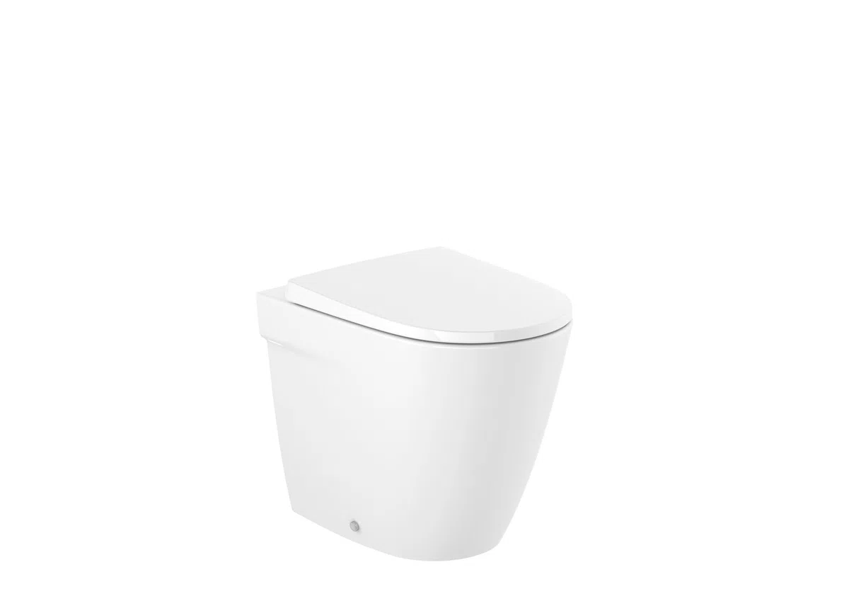 Roca A347687000 Taza Adosada Pared, Rimless, Evacuacion Dual, Coleccion Ona, Altura 420mm, Blanco (No Incluye Asiento)