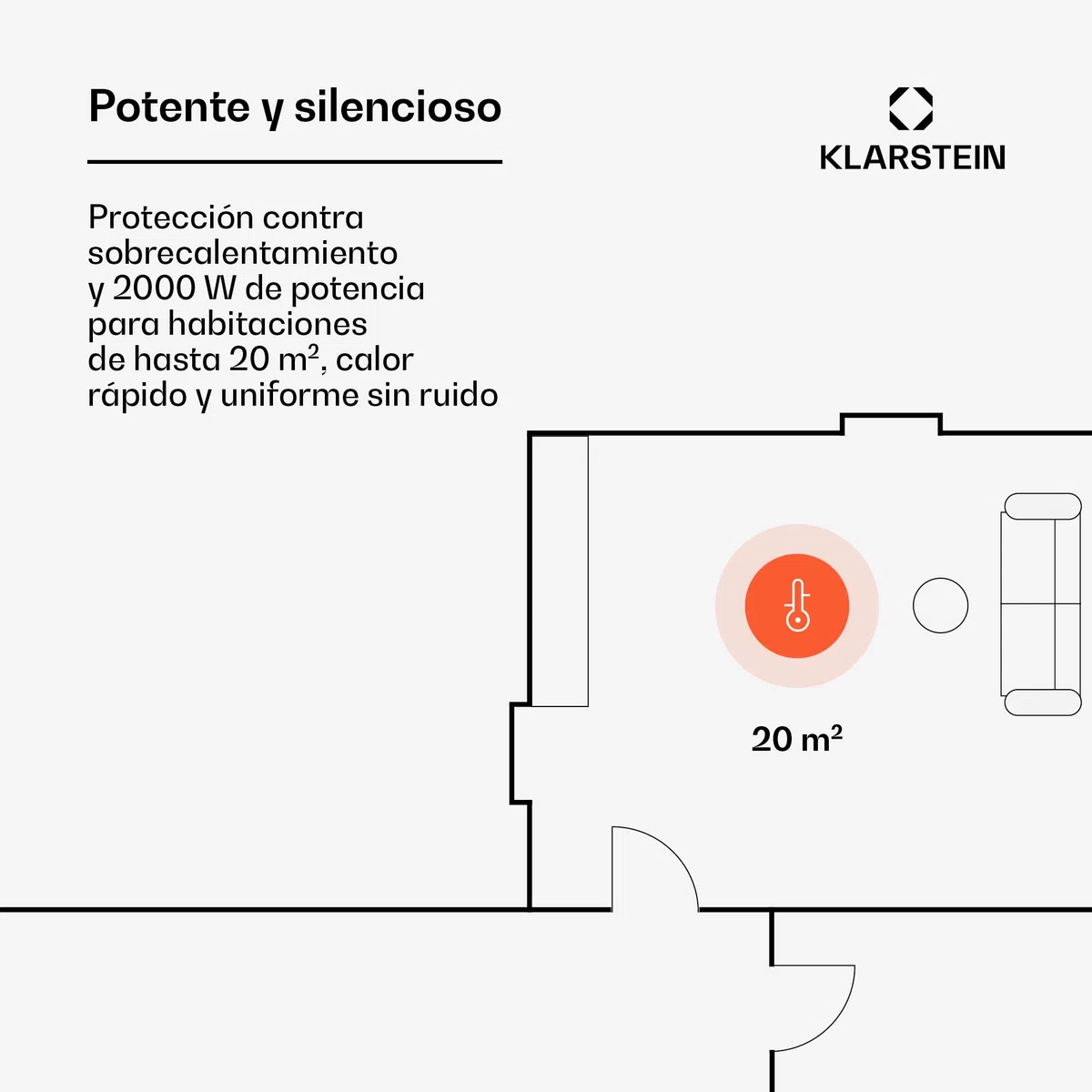 Klarstein Radiadores Bajo Consumo Electricos para Casa, Estufa Electrica de 2000W con Patas de Aluminio, Radiador Electrico Silencioso, Portátil y Delgado, Estufas con Panel para Pared y Termostato