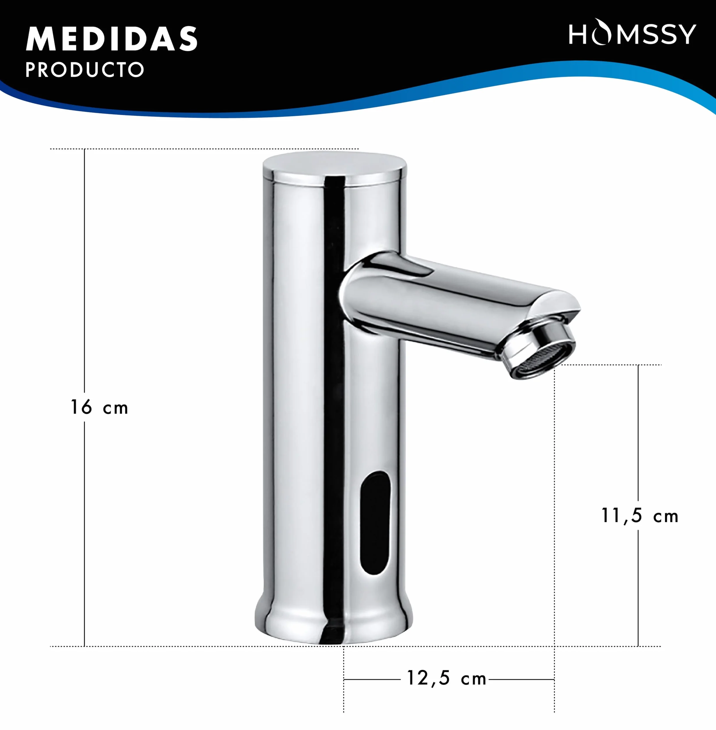 Grifo Electrónico Bajo con Sensor, Grifo Automático de 1 Agua, Sensor Infrarrojo sin Contacto, Mezclador de Agua Fría y Caliente, Latón Cromado Resistente (1 Agua)