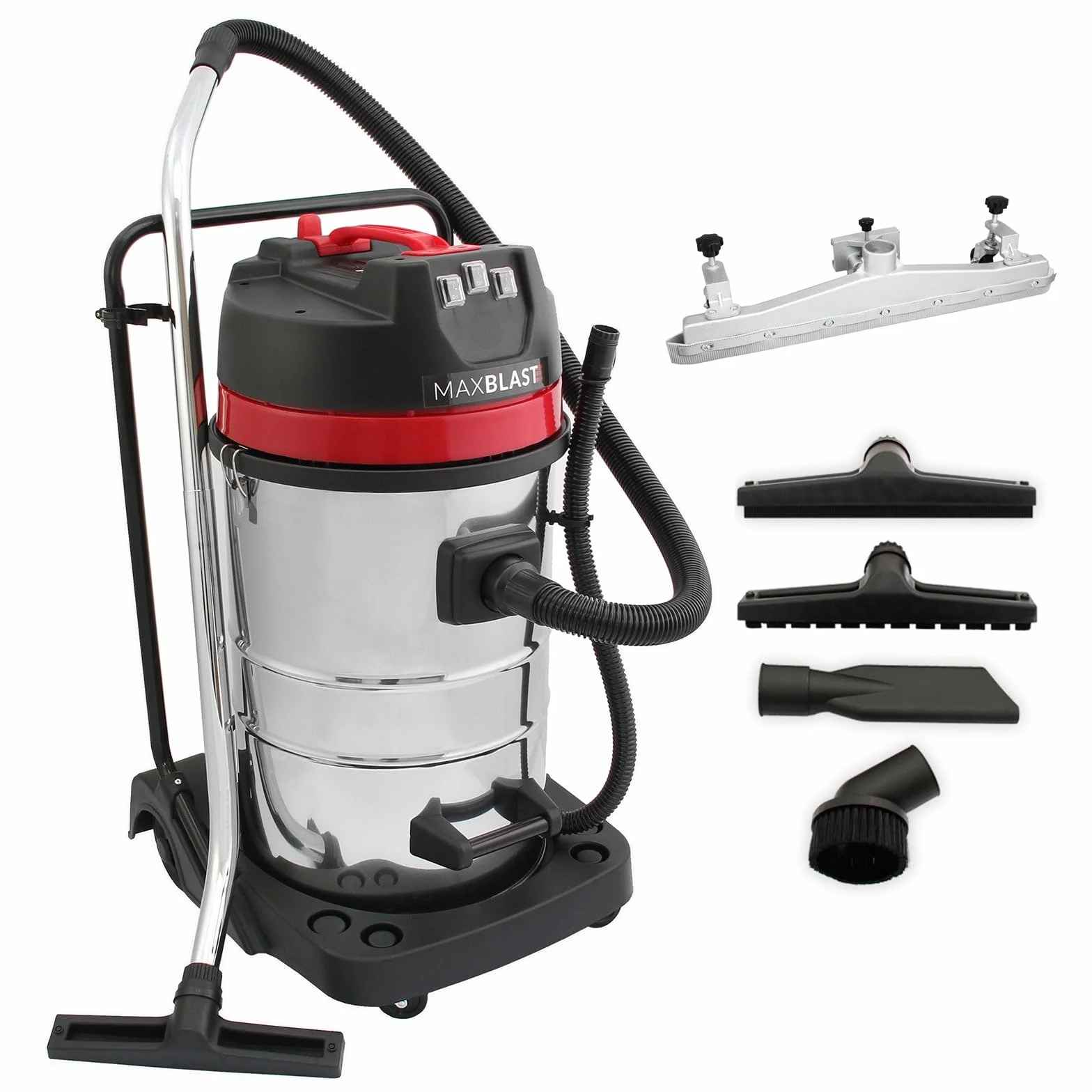 Aspiradora Industrial en Seco y Húmedo 3000W, 80 litros 80l con o sin Bolsa + Ruedas + Accesorios Filtro Tela Aspirador de Mano con Cable Aspirar Seco Liquido Mojado Powerful Wet+Dry Vacuum Cleaner