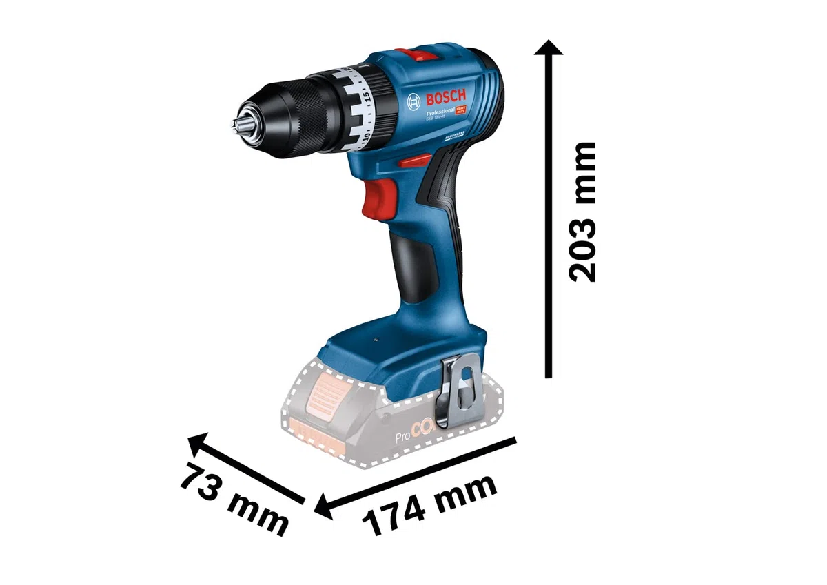 Bosch Professional 18V System taladro con percusión a batería GSB 18V-45 (velocidad de giro 1900 rpm, incl. 2 baterías 2.0Ah, GAL 18V-2082, set con 82 accesorios, L-Case Pick & Click)