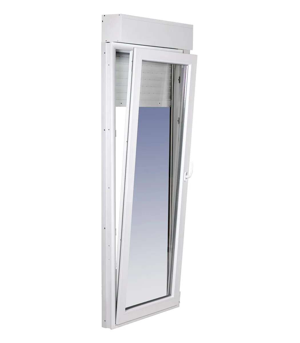 Ventanastock Puerta Balconera PVC 800x2185 Practicable Oscilobatiente 1 hoja apertura Izquierda con persiana de PVC