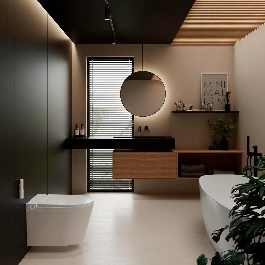 Nashi EOS - Inodoro Japonés Suspendido de Pared | Inodoro con Bidet | Universal: se adapta a cualquier bastidor | Luz Nocturna | Asiento Calefactable, Agua Caliente y Secado | WC Japones Inteligente