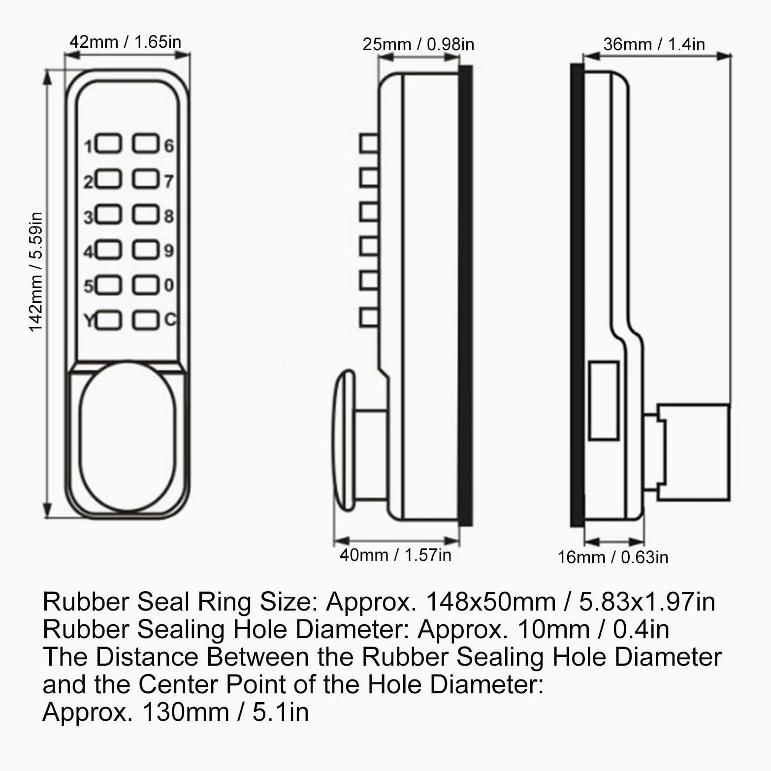 Cerradura de Código Mecánica, Cerradura Puerta Exterior con Codigo Sin Llave, Aleación de Zinc Cerraduras de Combinación Mecánica con Teclado de Una Cara 12 Teclas para Hogarn Garaje Hotel (negro)