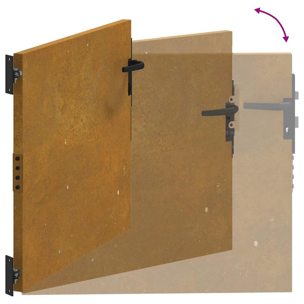 vidaXL Puerta de jardín Acero corten 85x75 cm, Puerta de Metal, Puerta de jardín Delantera, Puerta de jardín con Cerradura, Puerta de Acero
