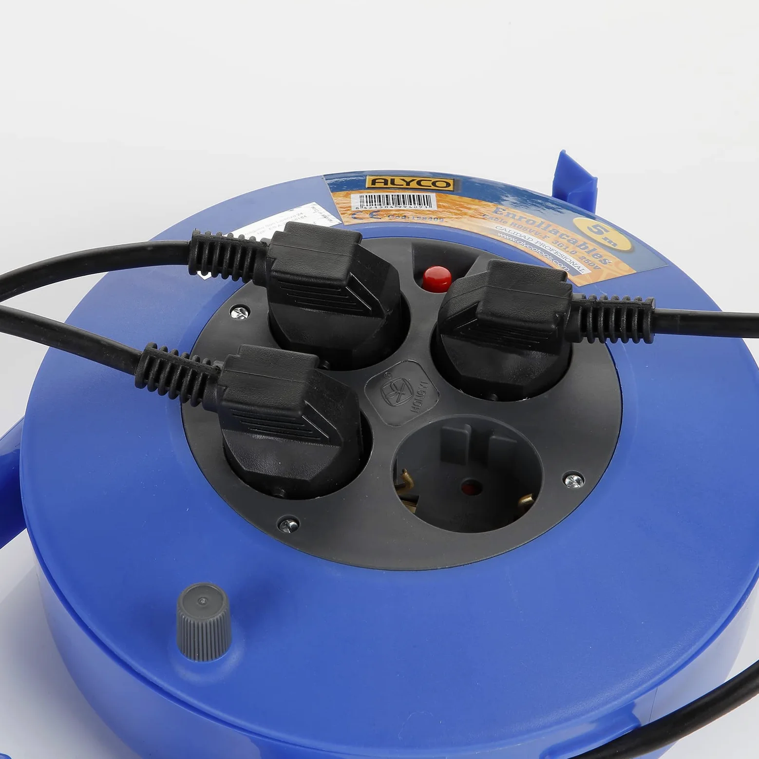 Alyco - Enrollacables Corto, 15 Metros de Cable Eléctrico, 3 x 1,5 mm - 199415