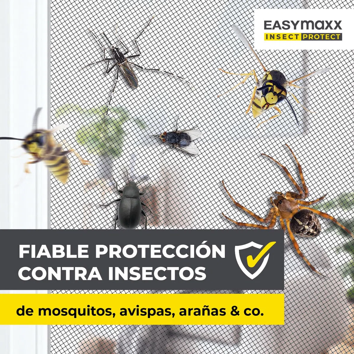 EASYmaxx Insect Protect | Mosquitera telescópica | Para la ventana | Con marco premontado | Mosquitera extensible | Red integrada | Blanco | Set de 2