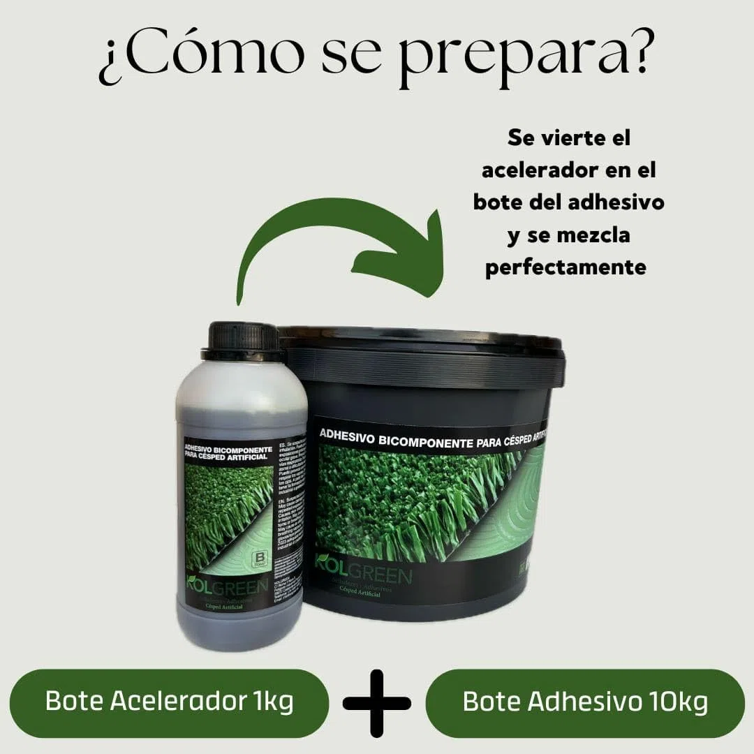 (11 kg en total) - Adhesivo Bicomponente de Poliuretano para Césped Artificial y suelos de Caucho, Ideal para uso interior y exterior, Color Verde
