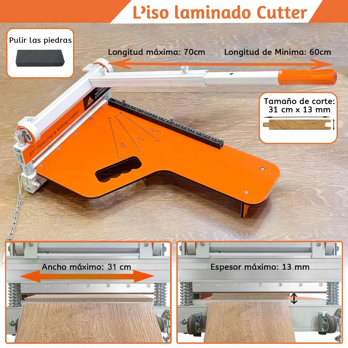 Zozen guillotina suelo Corte laminado, corte laminado de 330 mm con ruedas - ángulo de y paso, herramientas piso - a base vinilo, madera técnica, LVP/T, VCT, SPC, WPC