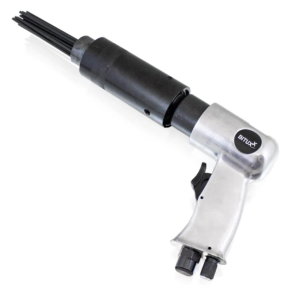 Bituxx Pistola de agujas de aire comprimido, eliminador de óxido, 4000 rpm, 1 cabezal de aguja con 19 agujas de 3 mm de diámetro