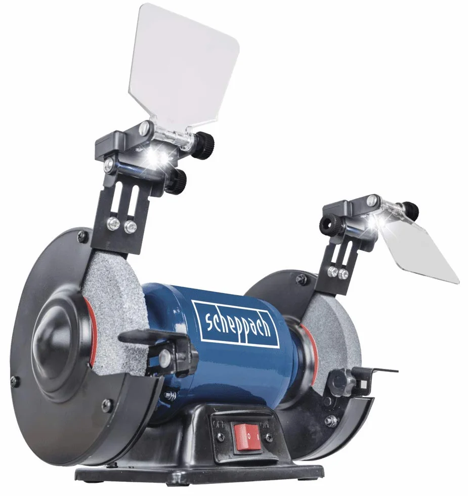 Scheppach 5903107901 - Lijadora doble SM150L - Disco de desbaste, piedra de afilar, 400 W, 230 V, diámetro de perforación: 150/12,7 mm
