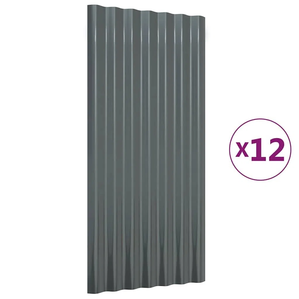 vidaXL 12x Paneles Tejado Lámina Techo Garaje Corrugado Metálico Acanalado Establos Cobertizo Casas Móviles Acero Recubierto Antracita